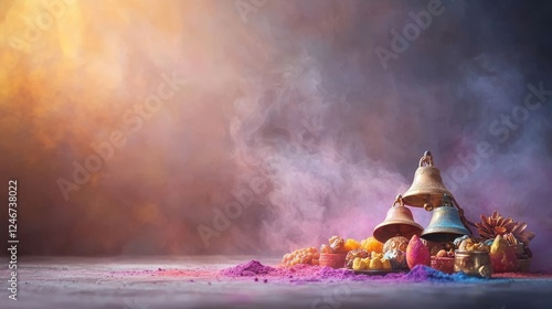 Celebrate holi festival with colorful powder in india vibrant atmosphere artistic photography photo