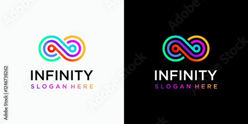 Colorful infinite technology connection vector logo design with modern, simple, clean and abstract style.