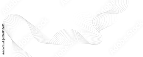 Gray wave curve lines abstract background with flowing particles. Digital energy waves technology concept. Modern backdrop design for business, presentation, banner.