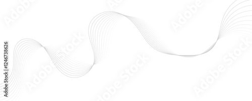 Gray wave curve lines abstract background with flowing particles. Digital energy waves technology concept. Modern backdrop design for business, presentation, banner.