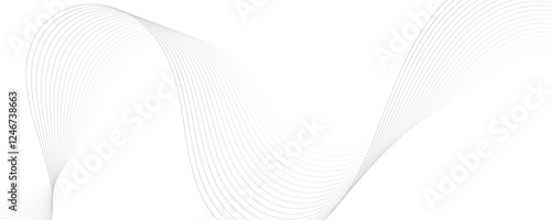 Gray wave curve lines abstract background with flowing particles. Digital energy waves technology concept. Modern backdrop design for business, presentation, banner.