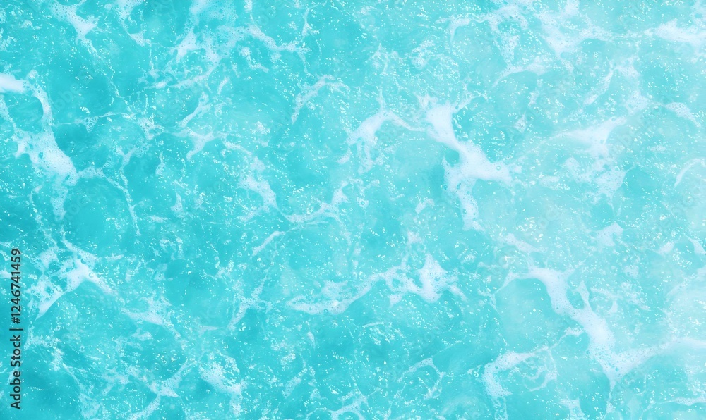 Obraz premium Clear Turquoise Water Surface with Gentle Waves and Foamy Patterns