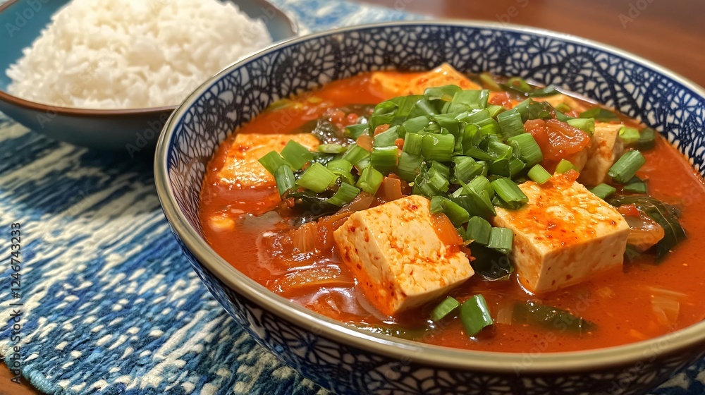 Delicious Spicy Kimchi Tofu Stew with Rice Delicious Spicy Kimchi Tofu Stew with Rice