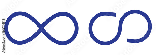 Infinity symbols. Set of infinity icons. Symbols of endless, unlimited, eternal. Vector illustration.