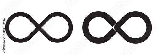 Infinity symbols. Set of infinity icons. Symbols of endless, unlimited, eternal. Vector illustration.