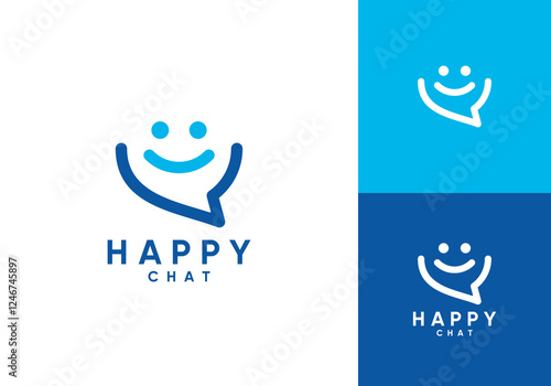 happy smile talk logo. online chat logo communication concept vector design