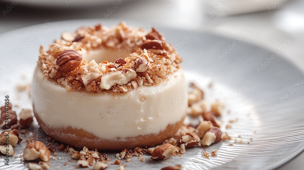 Delightful dairy products ring covered with a blend of crushed nuts Delightful dairy products ring covered with a blend of crushed nuts