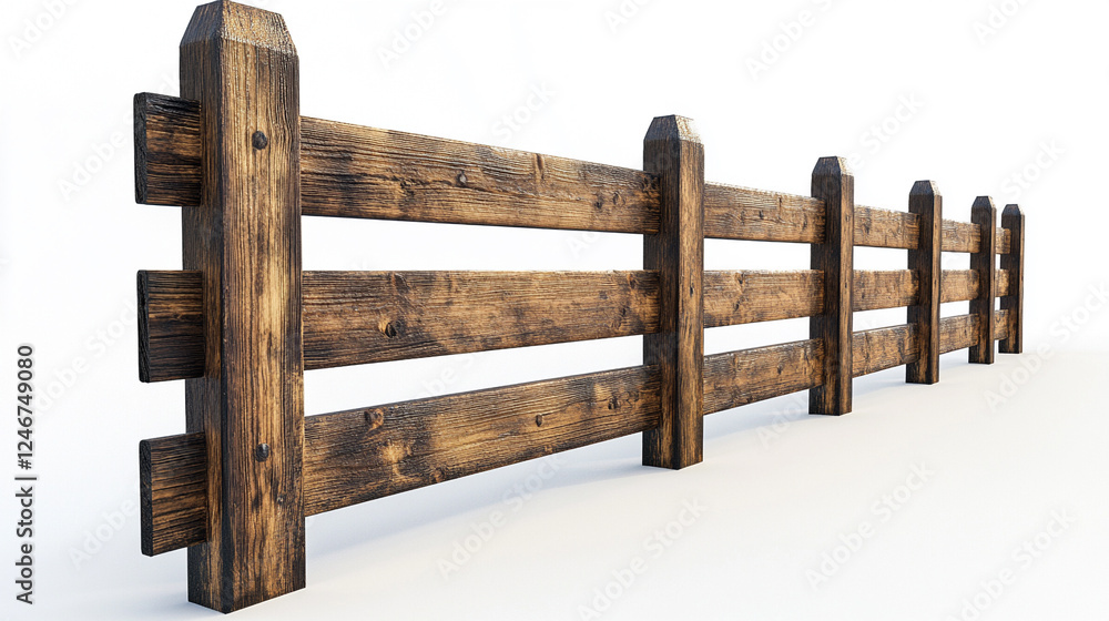 Obraz premium Wooden fence arrangement showcasing rustic design elements and natural wood texture in a simple outdoor setting