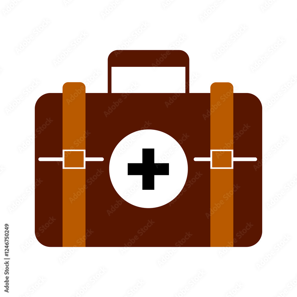 Obraz premium First Aid Kit silhouette color vector image art illustration.