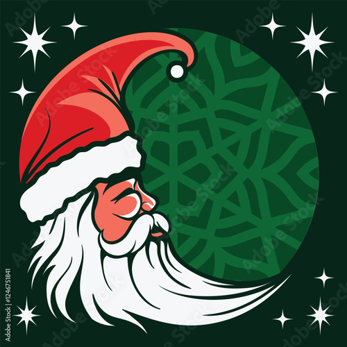 Crescent Moon Santa Clause Layered Papercut
