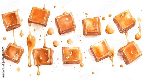 Wallpaper Mural Salted Caramel Candies Watercolor Painting Torontodigital.ca