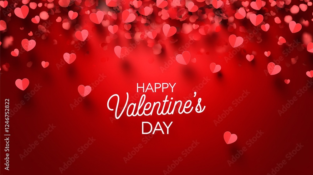A red background with many hearts and the words Happy Valentine's Day. The background is red and the hearts are scattered all over it A red background with many hearts and the words Happy Valentine's Day. The background is red and the hearts are scattered all over it