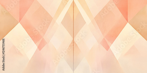 A peach fuzz abstract background with symmetrical geometric shapes in shades of peach and cream, creating an elegant and balanced design.
