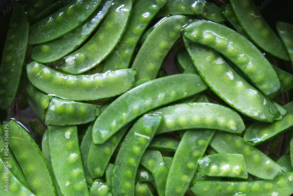green Snow pea vegetable in water green Snow pea vegetable in water