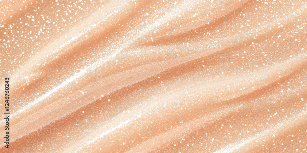 A soft peach glitter texture, where the sparkles shimmer like morning sunlight. The gentle effect creates a delicate and elegant atmosphere, perfect for wedding invitations, luxury beauty packaging, A soft peach glitter texture, where the sparkles shimmer like morning sunlight. The gentle effect creates a delicate and elegant atmosphere, perfect for wedding invitations, luxury beauty packaging,