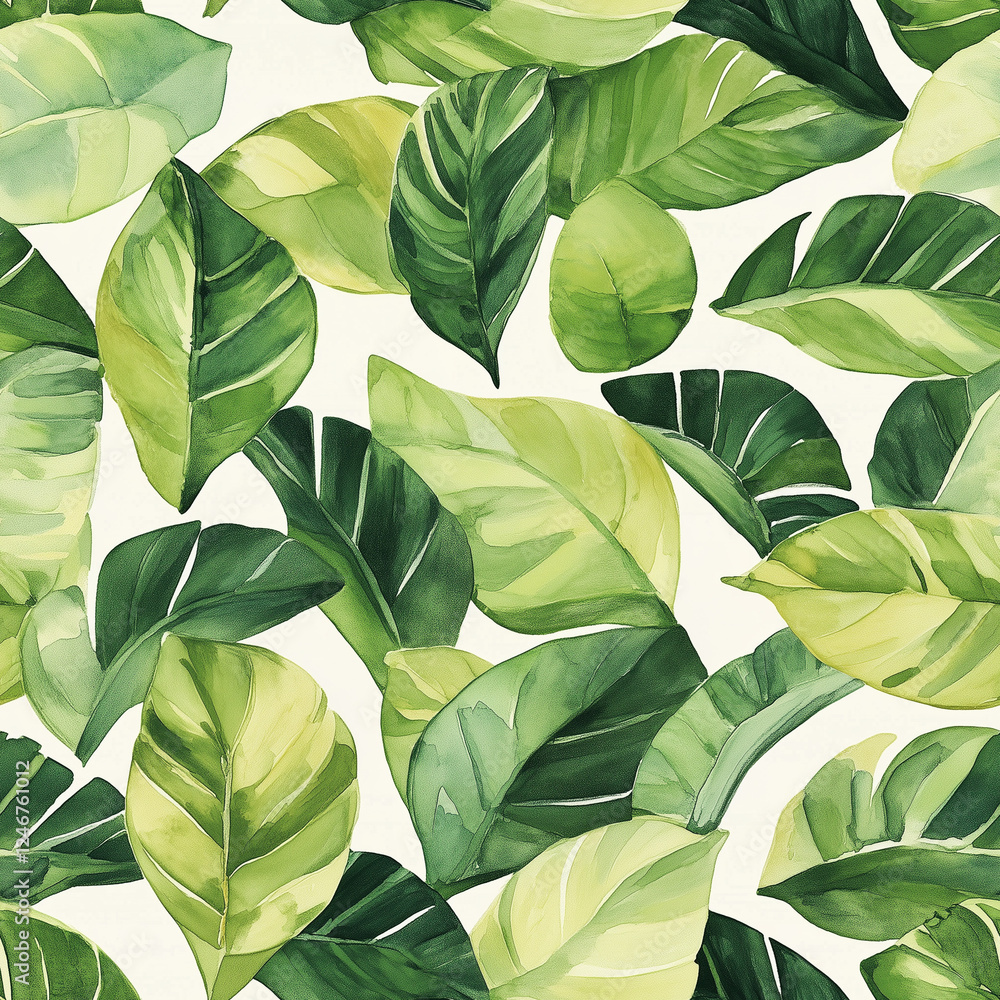 custom made wallpaper toronto digitalTropical Green Leaf Pattern Background