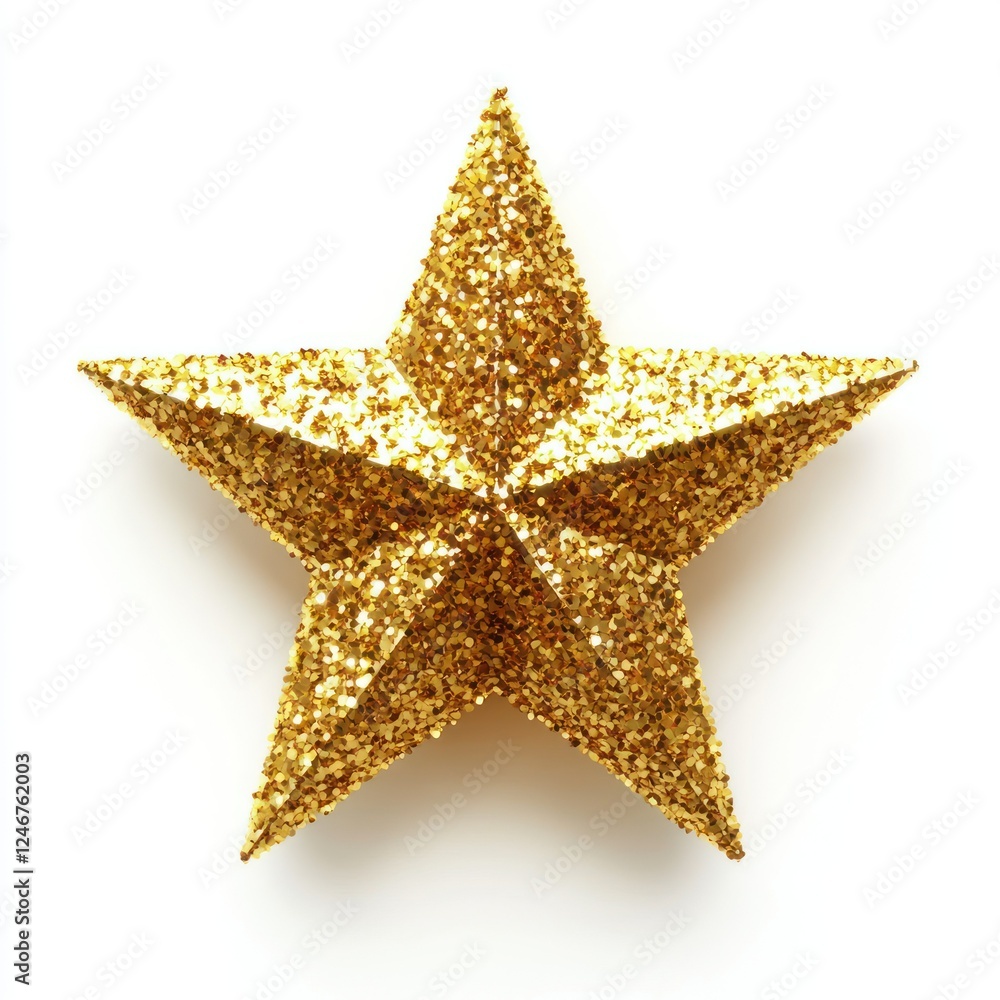 Obraz premium Golden Glitter Star Festive Design shiny isolated De transparent background