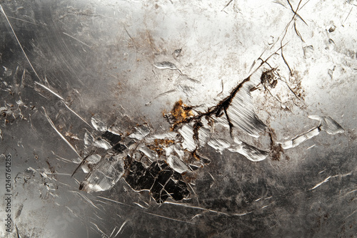 Rough aluminum surface with scratches, texture photo