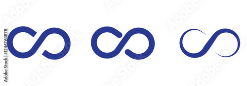 Infinity icon set. Infinity, eternity, infinite, endless, loop symbols. Unlimited infinity collection icons flat style - stock vector