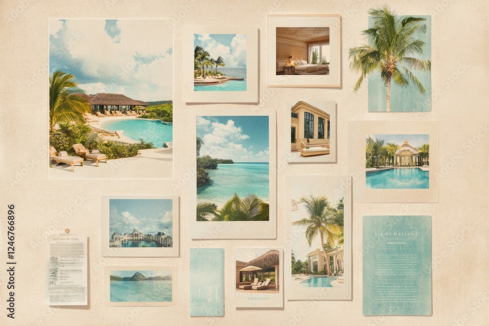 Fototapeta premium Stunning luxury travel collage showcasing breathtaking destinations and serene accommodations for ideal getaways