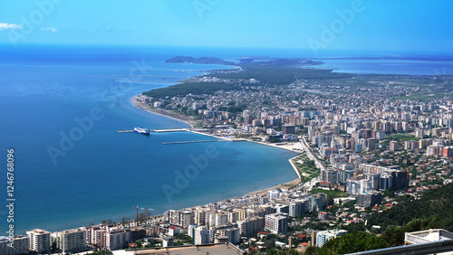 Vlora, Albania Road Seaside View. Summer in Albania