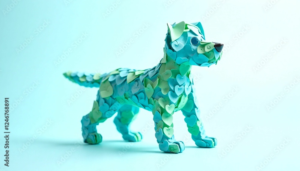 Fototapeta premium Picture of a puppy decorated with hearts