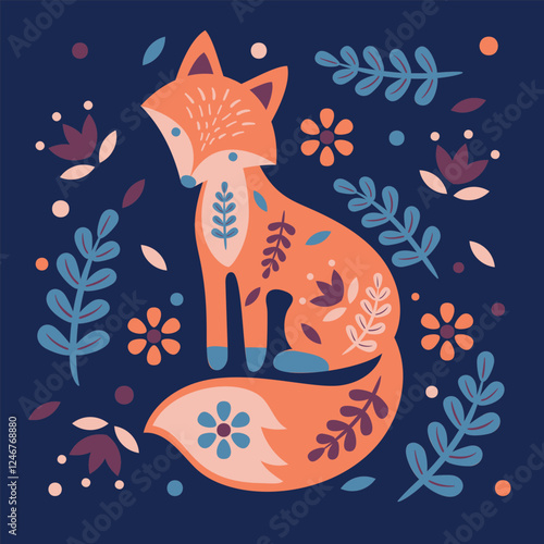 Fox Folk Art Layered Papercut
