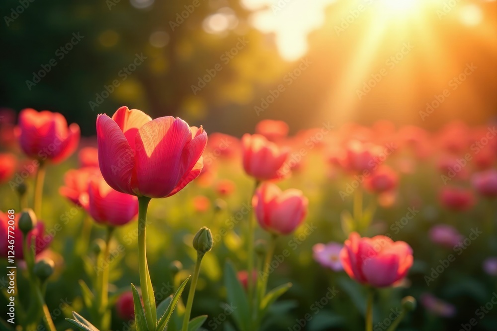 Obraz premium Warm sunlight highlights the flower's texture, flowers, garden
