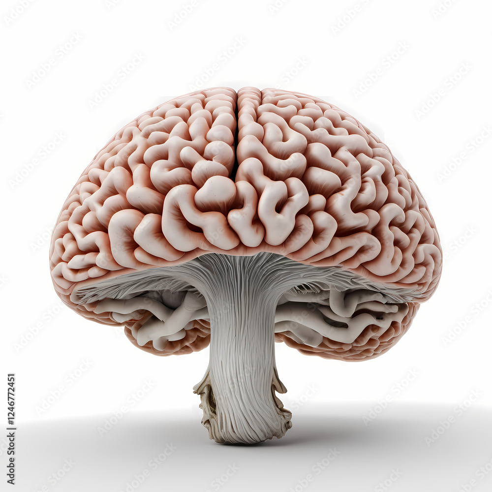 Human Brain-Shaped Mushroom on White Background Human Brain-Shaped Mushroom on White Background