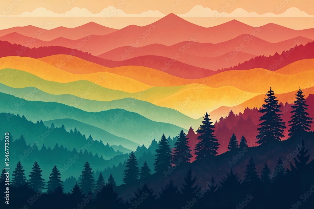 Obraz premium sunset in mountains gradient background colours with dynamic effect