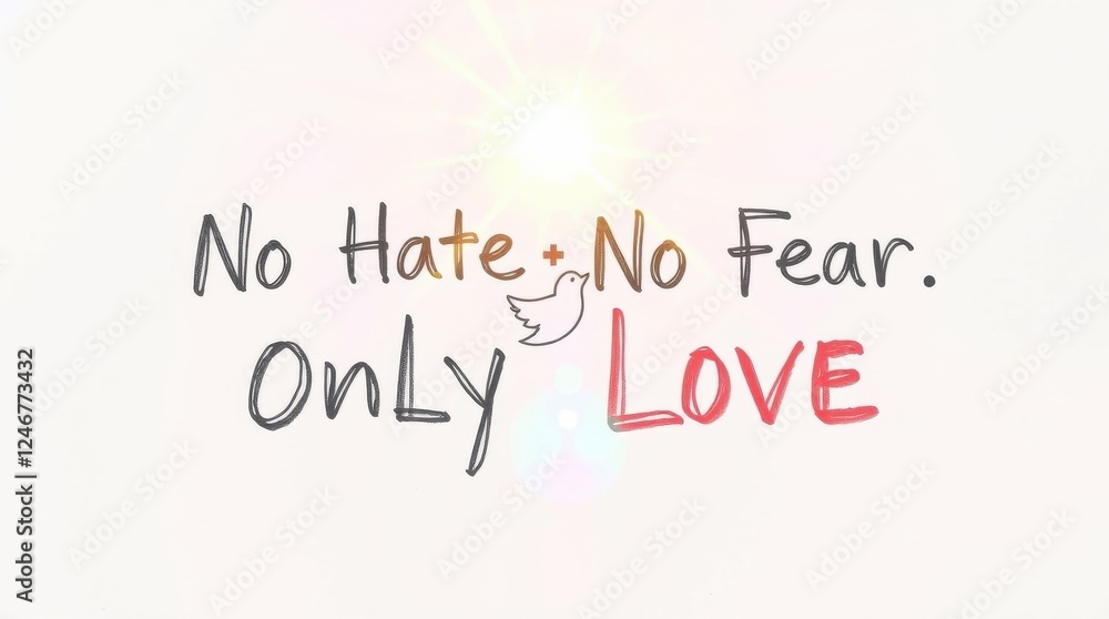 Fototapeta premium No Hate No Fear Only Love text design for anti-discrimination campaigns and social justice education