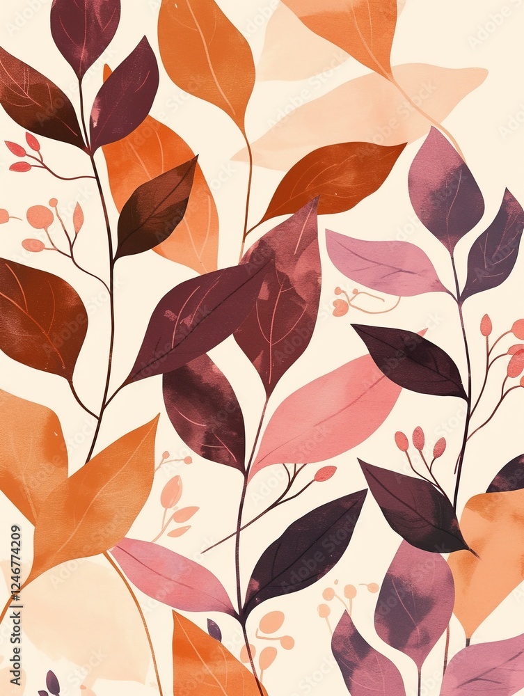 Colorful autumn leaves on branches, nature background, ideal for fall designs Colorful autumn leaves on branches, nature background, ideal for fall designs