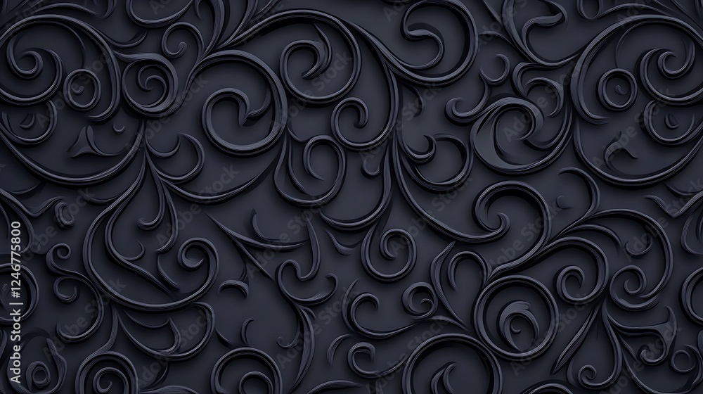 Dark grey 3D floral pattern background Dark grey 3D floral pattern background