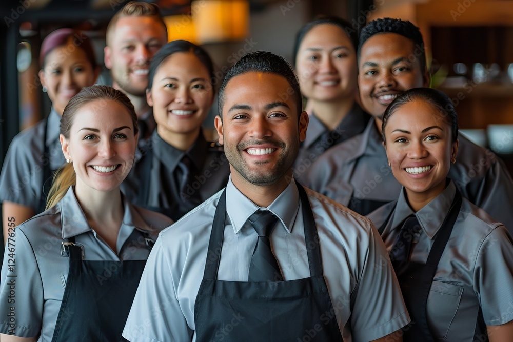 A Varied Team of Hotel Staff and Hospitality Employees A Varied Team of Hotel Staff and Hospitality Employees