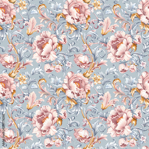 Seamless watercolor floral pattern - green leaves and branches composition on background, perfect for wrappers, wallpapers, postcards, greeting cards, wedding invitations, romantic events