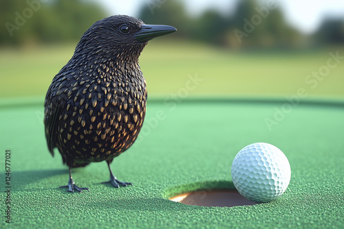 a modeling catbird playing golf photo