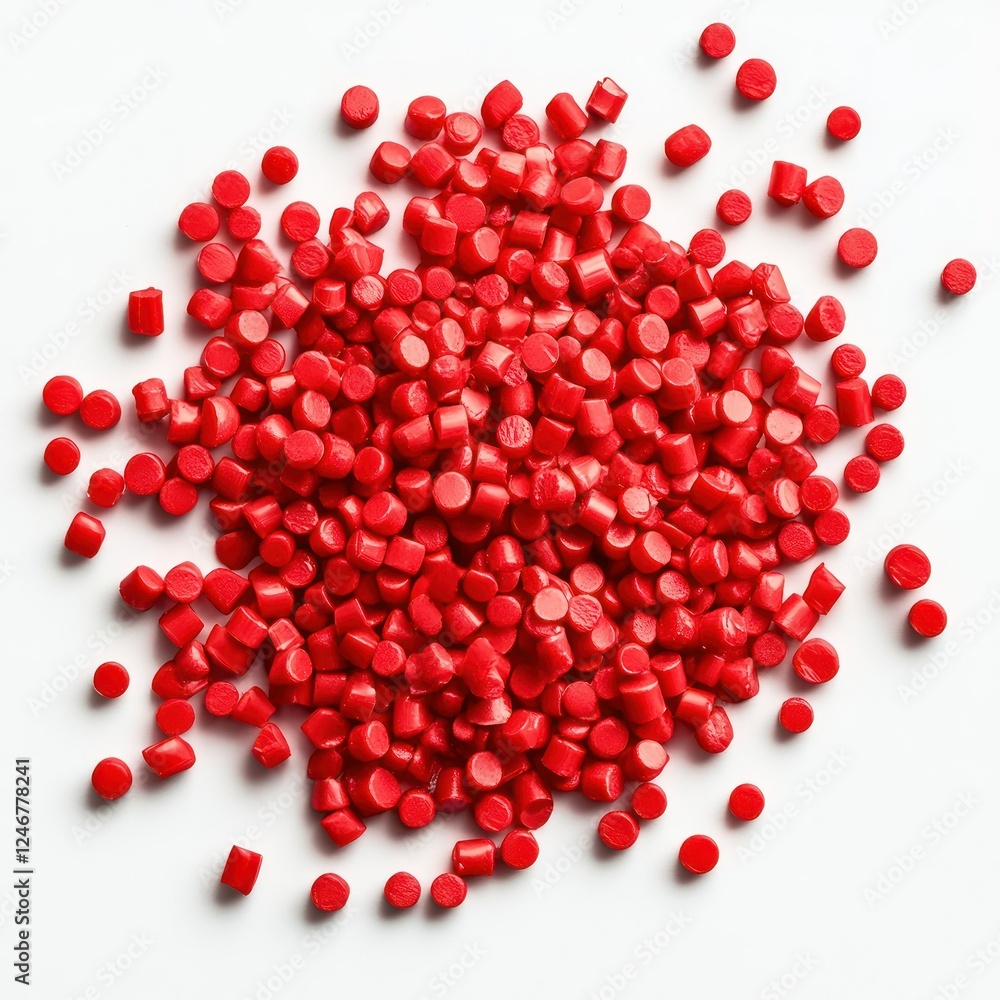 Red Plastic Resin Granules Texture top isolated ex transparent background Red Plastic Resin Granules Texture top isolated ex transparent background