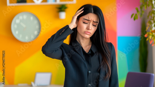 Female office worker with sad face photo