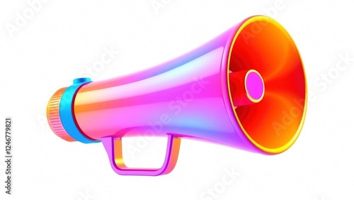 Vibrant Megaphone for Effective Communication and Announcements on white background