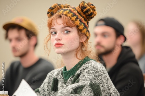 A group of university students attending a cultural anthropology lecture, discussing ancient civilizations photo