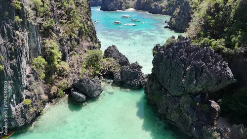 4K Aerial View of a lagoon in Palawan, Philippines