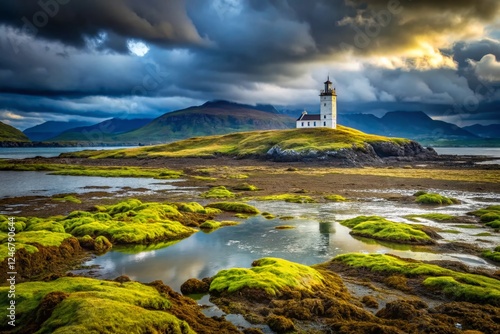 Isle of Skye Lighthouse View: Ornsay's Dramatic Low Tide Seascape photo