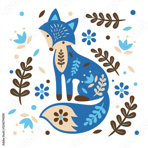 Winter Fox Folk Art Layered Papercut 2024