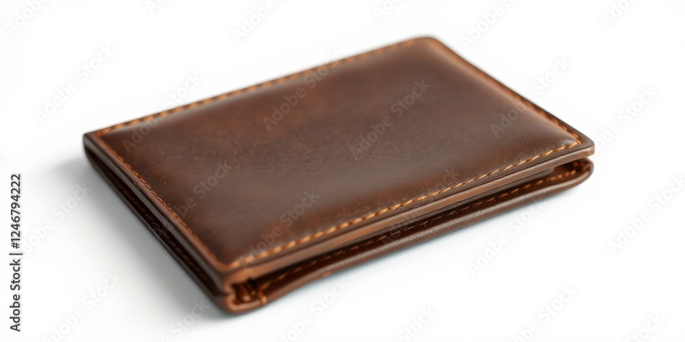 A Close-Up View of a Brown Leather Wallet with Subtle Stitching Details A Close-Up View of a Brown Leather Wallet with Subtle Stitching Details