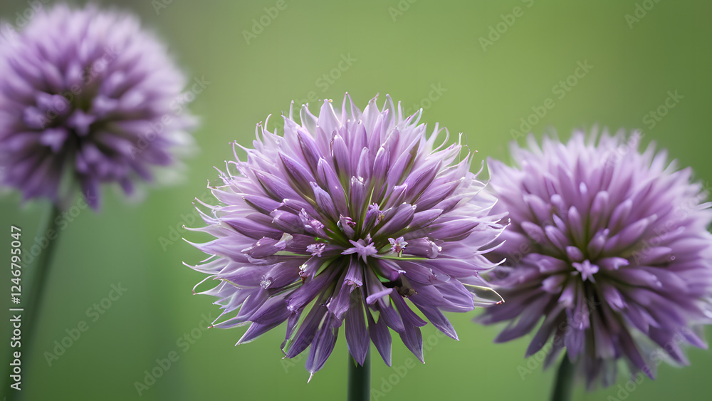 Macro Shot of Chive Blossoms with Vivid Purple Petals in Focus Macro Shot of Chive Blossoms with Vivid Purple Petals in Focus