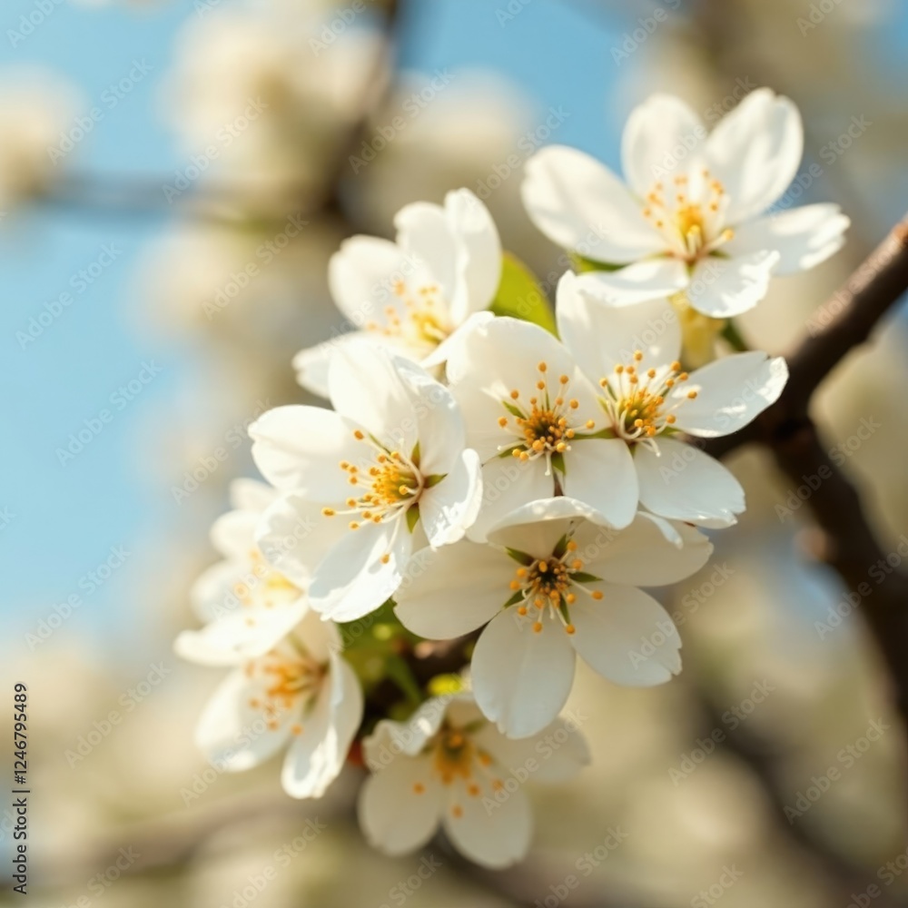 Delicate white flowers on an orange tree branch, blossoming, floral arrangement Delicate white flowers on an orange tree branch, blossoming, floral arrangement