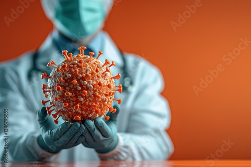 Medical Technology on 2021 target set goals achievement new year resolution, doctor health care worker planning saving world pandemic COVID-19 strategy ideas, icon copy space orange vintage background