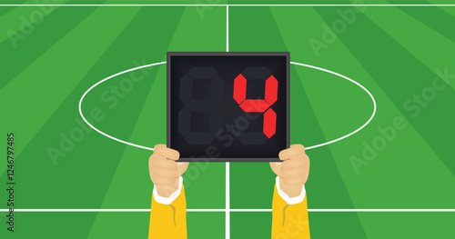 Referee hold panel with stoppage time. vector