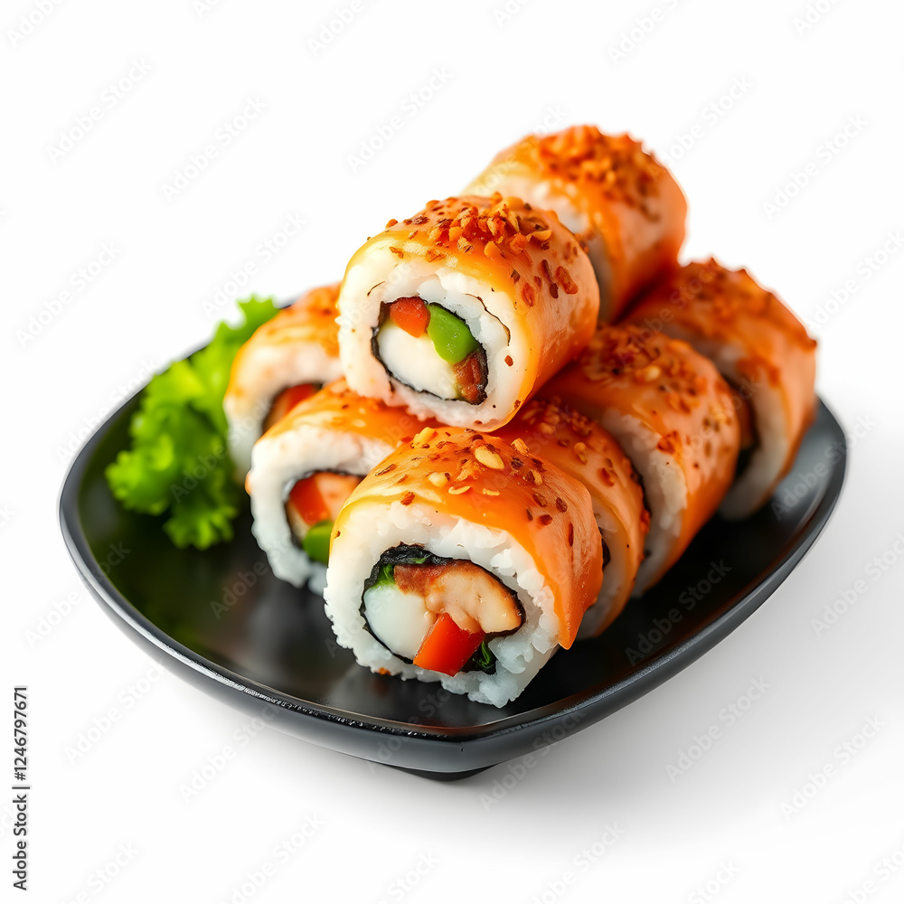 A Maki sushi isolated on isolated on the white background A Maki sushi isolated on isolated on the white background