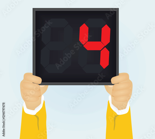 Referee hold panel with stoppage time. vector